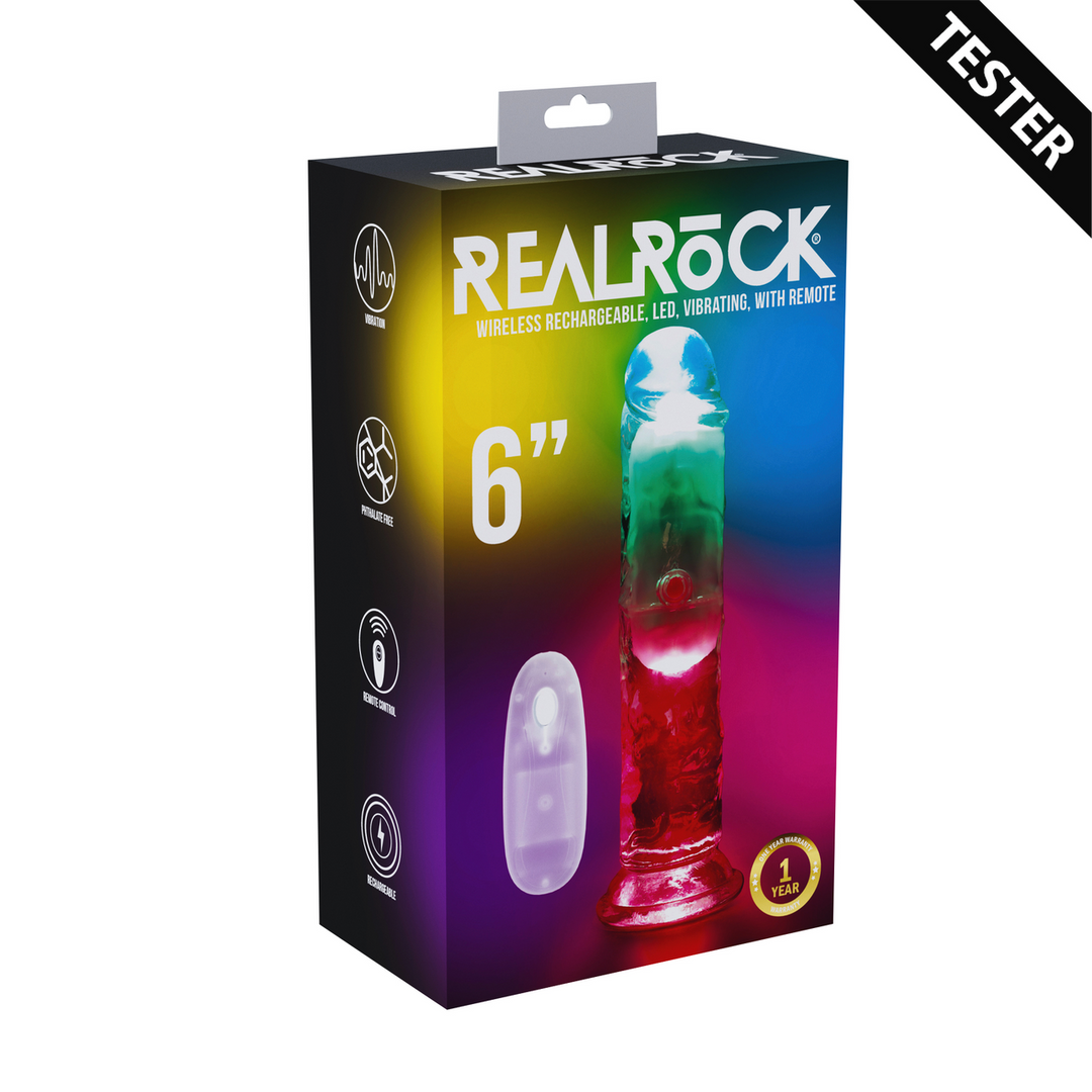 LED Vibrating Straight Cock – 6 / 15 cm – Transparent – Tester