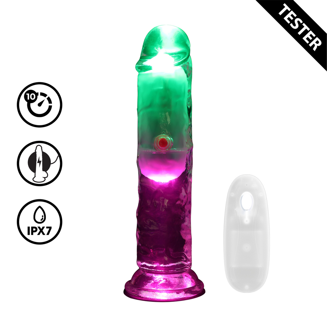 LED Vibrating Straight Cock – 6 / 15 cm – Transparent – Tester