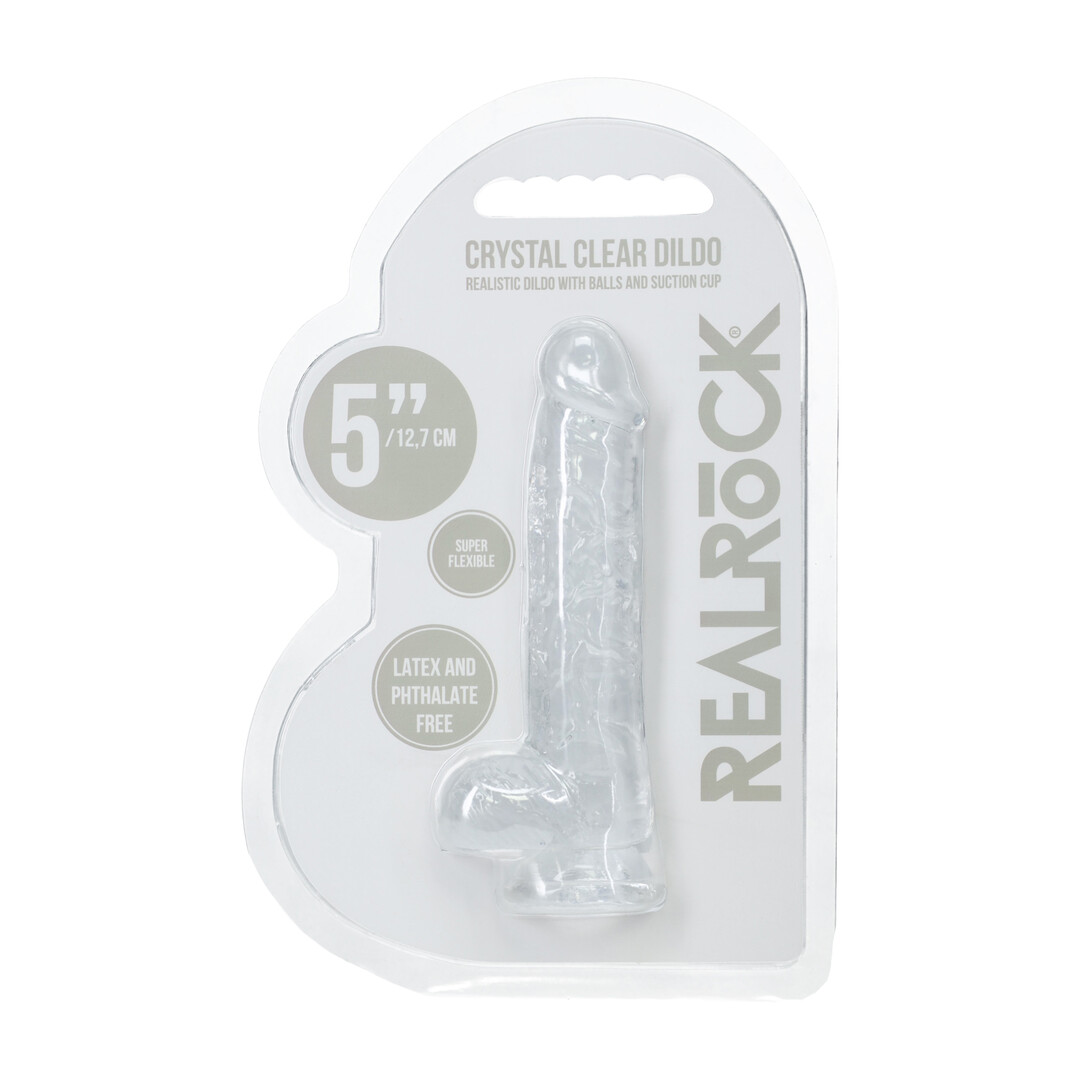Realistische Dildo met Ballen – 5 / 12,7 cm – Transparant
