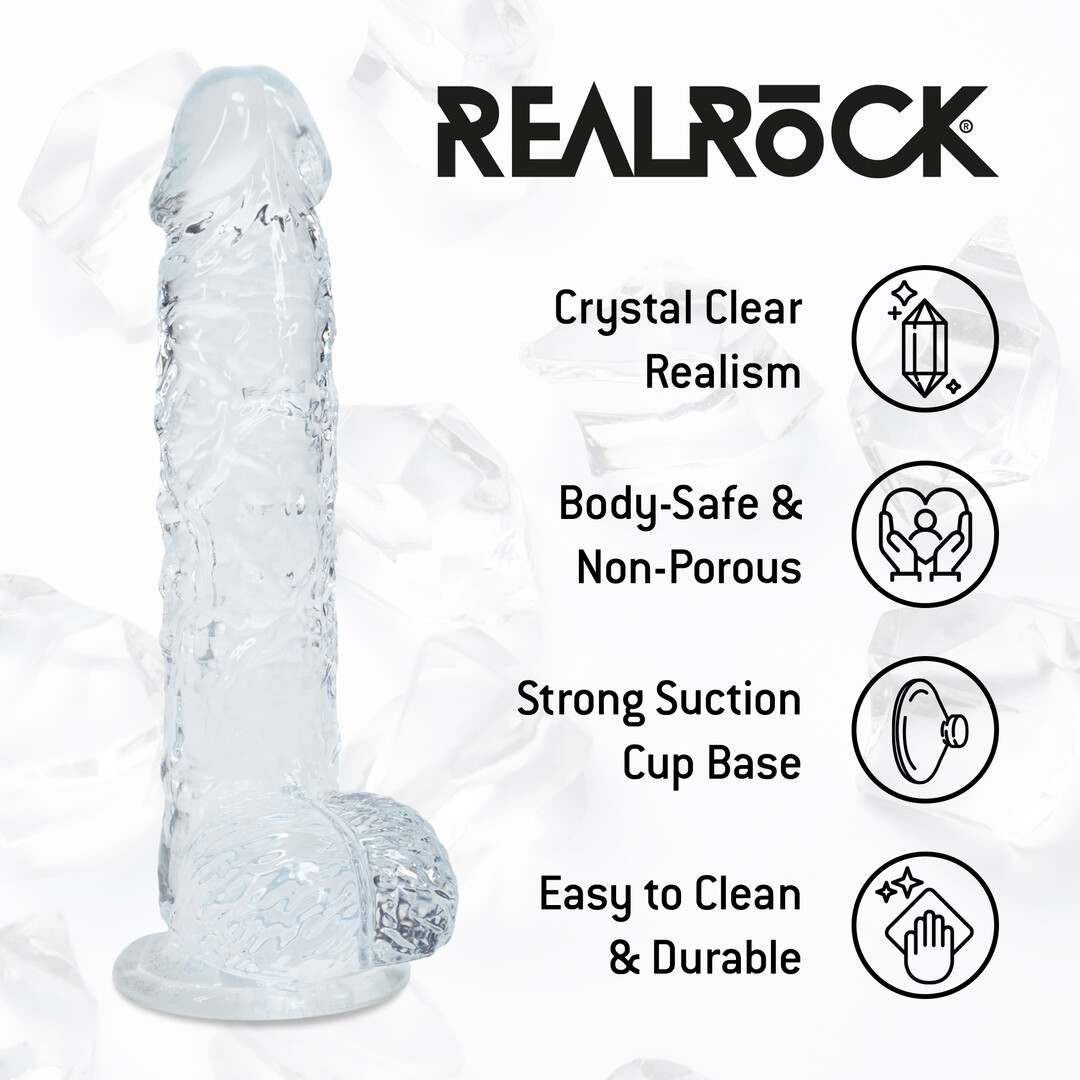 Realistische Dildo met Ballen – 5 / 12,7 cm – Transparant