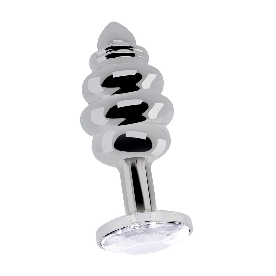 Ribbed Diamond Plug - 2.8 / 7 cm - Silver