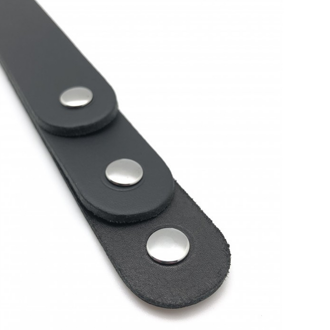 Ādas lāpstiņa ar 3 siksnām - 39,5 cm - Melna