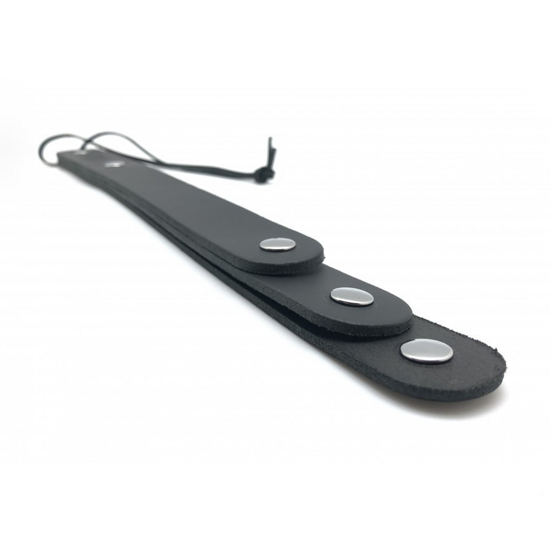 Ādas lāpstiņa ar 3 siksnām - 39,5 cm - Melna