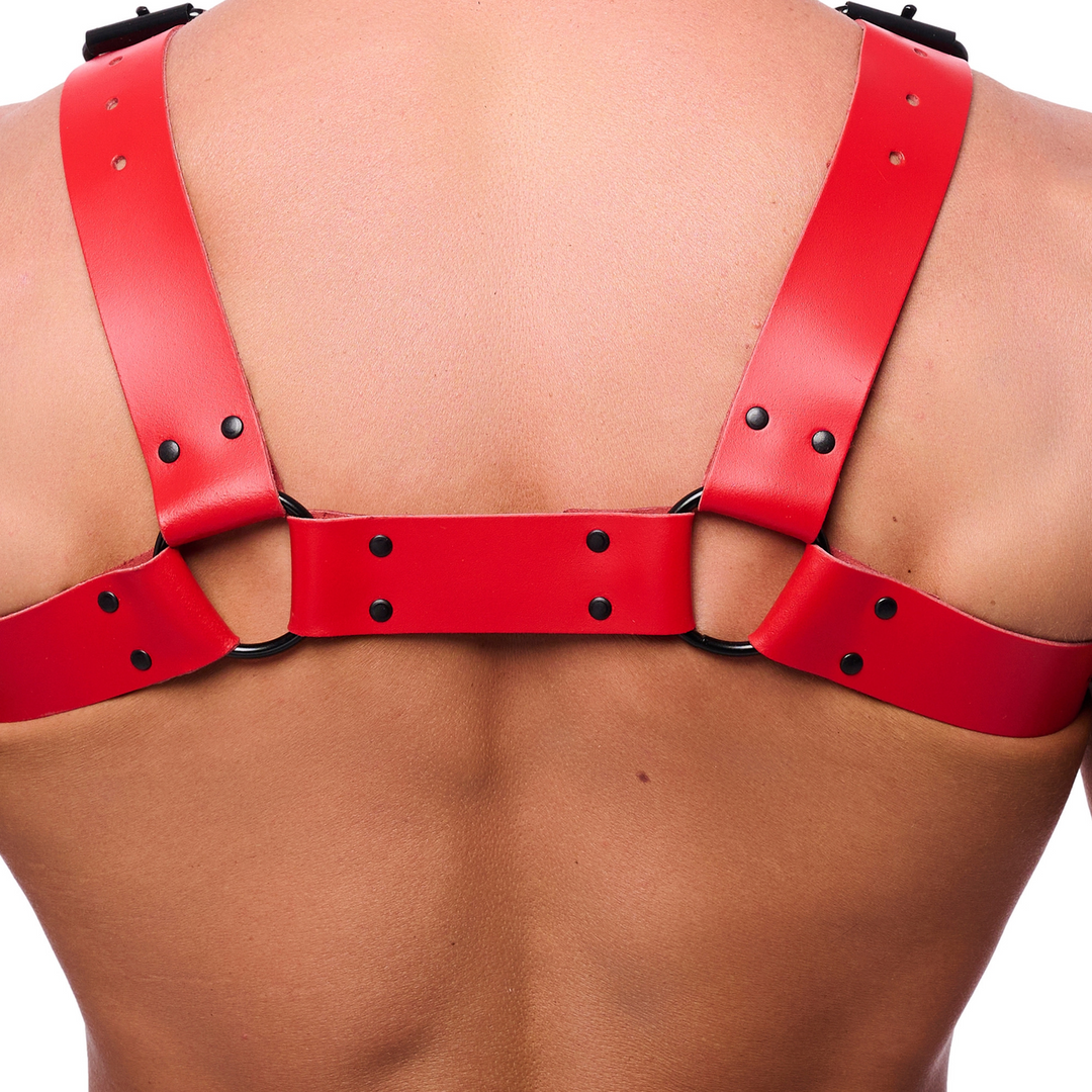 Bulldog Leather Harness - L/XL - Red