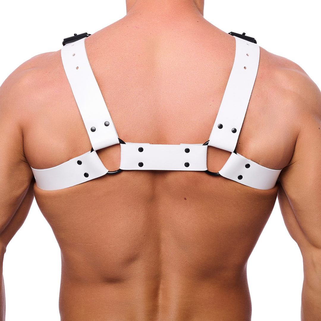 Bulldog Leather Harness - L/XL - White