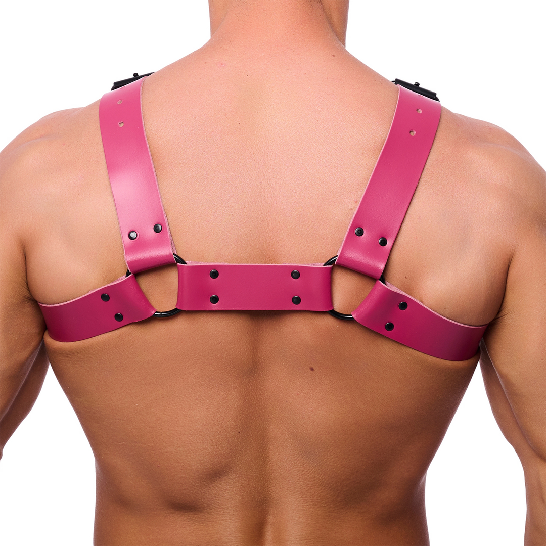Bulldog Leather Harness - L/XL - Pink