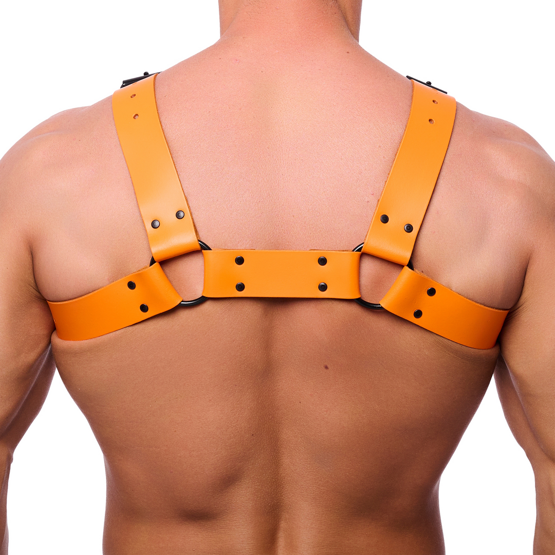 Bulldog Leather Harness - L/XL - Orange