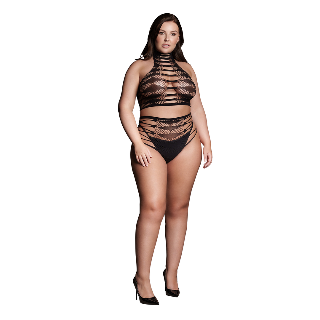 Carpo XLVI – Twee Delen met Col, Crop Top en Pantie – Plus Size