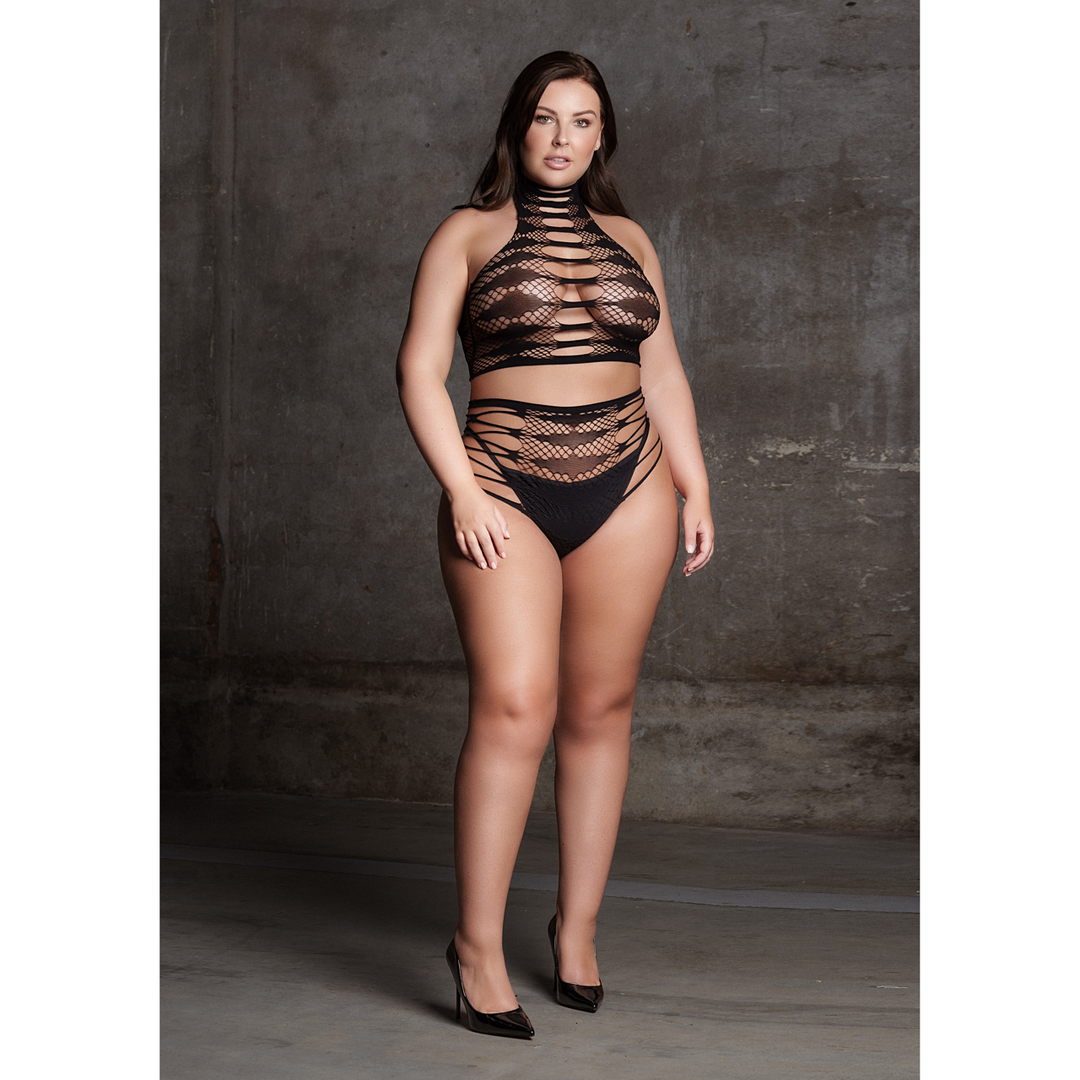 Carpo XLVI – Twee Delen met Col, Crop Top en Pantie – Plus Size