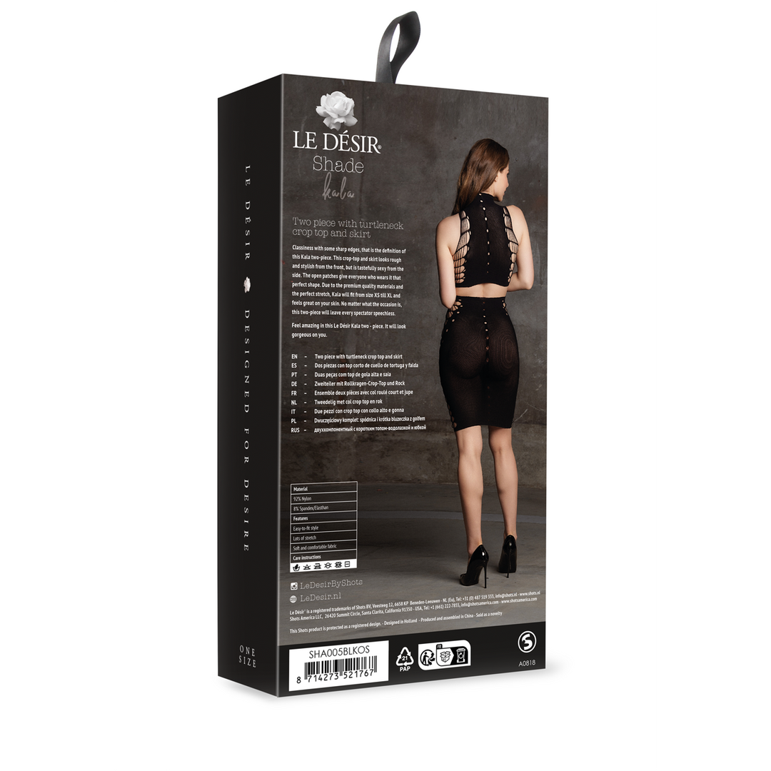 Kala XXXVII – Twee-delige set met coltrui, crop top en rok – One Size