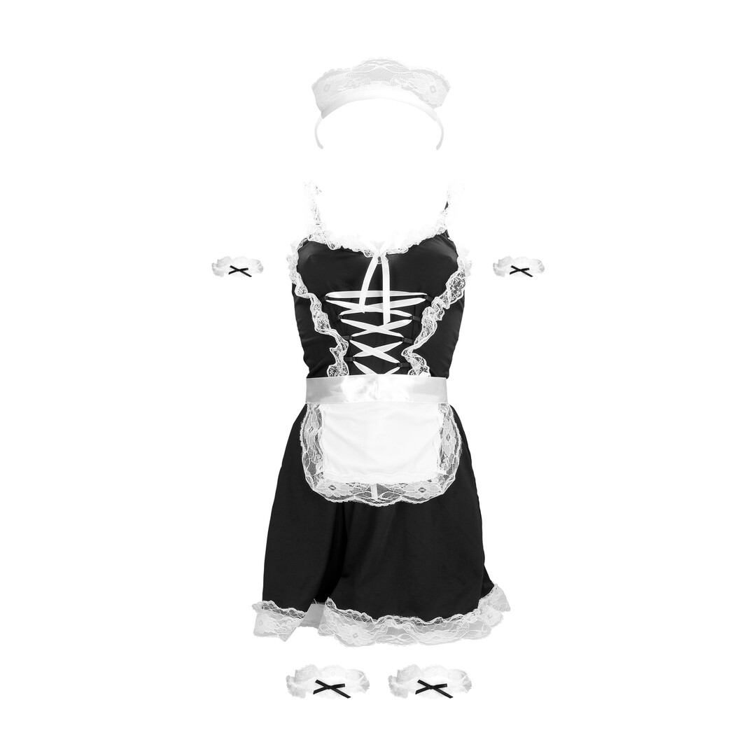 Frans Maids Kostuum – S/M – Zwart