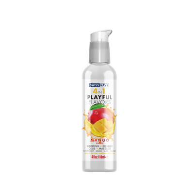 4 in 1 Playful Flavors - Lubricant with Mango Flavor - 4 fl oz / 118 ml