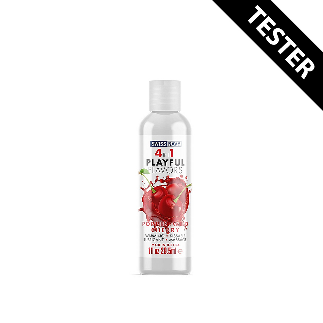 4 in 1 Lubricant met Poppin Wild Cherry Smaak – 1 fl oz / 30 ml – TESTER