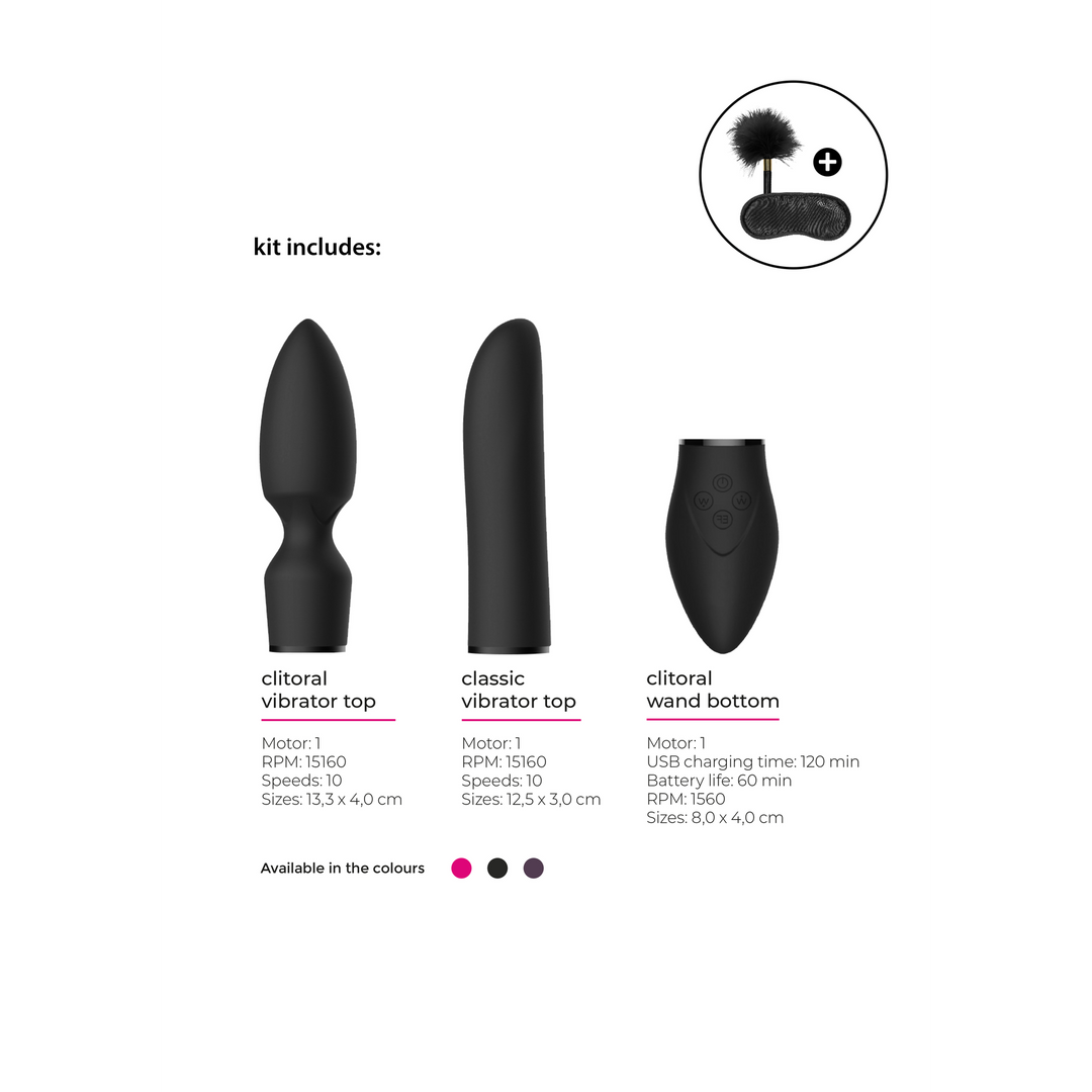 Prieka komplekts #4 - Vibrators ar dažādiem uzgaļiem