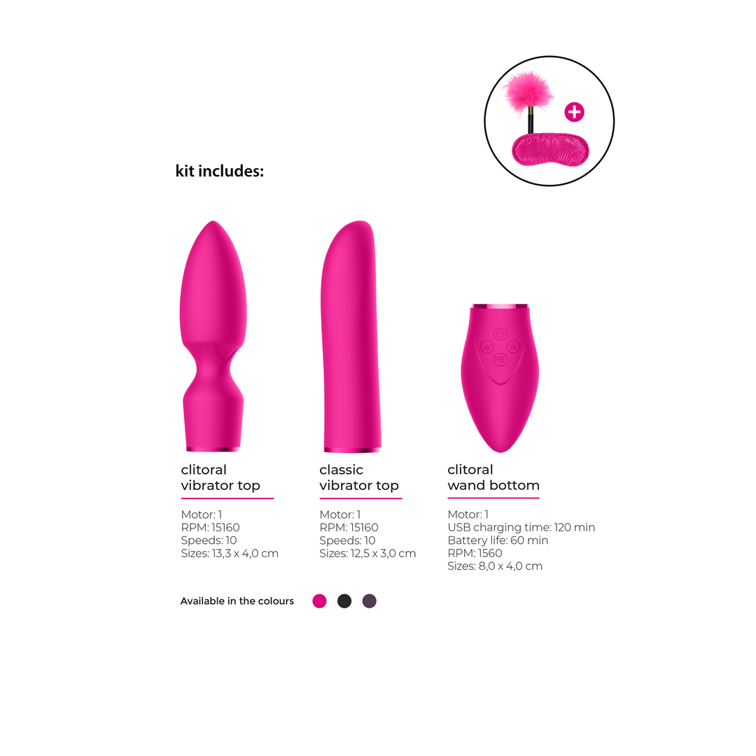 Prieka komplekts #4 - Vibrators ar dažādiem uzgaļiem
