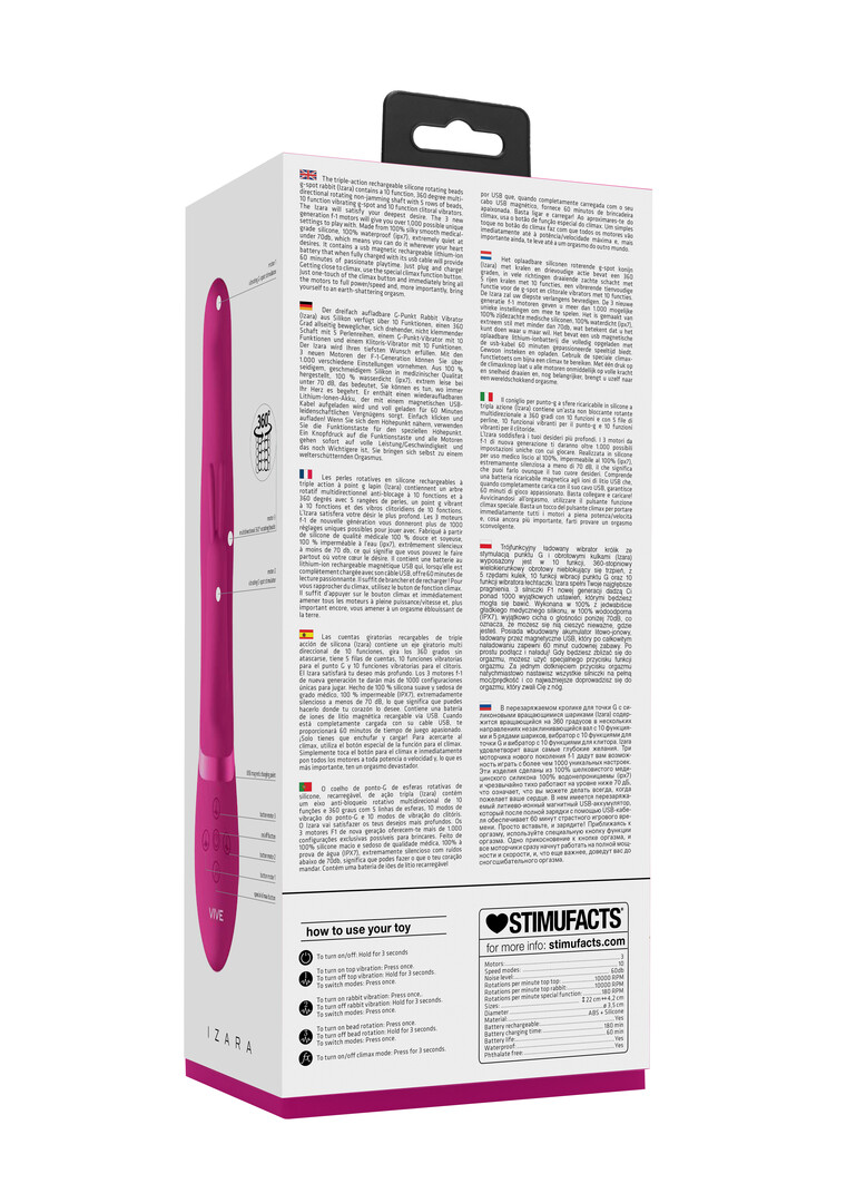 Izara – Draaiende Parels Konijnen Vibrator – Roze