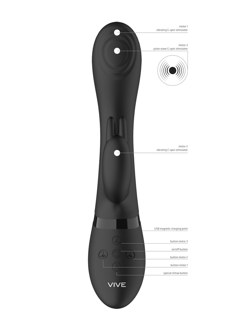 Cato - Pulsa G-punkta trušu vibrators - Melns