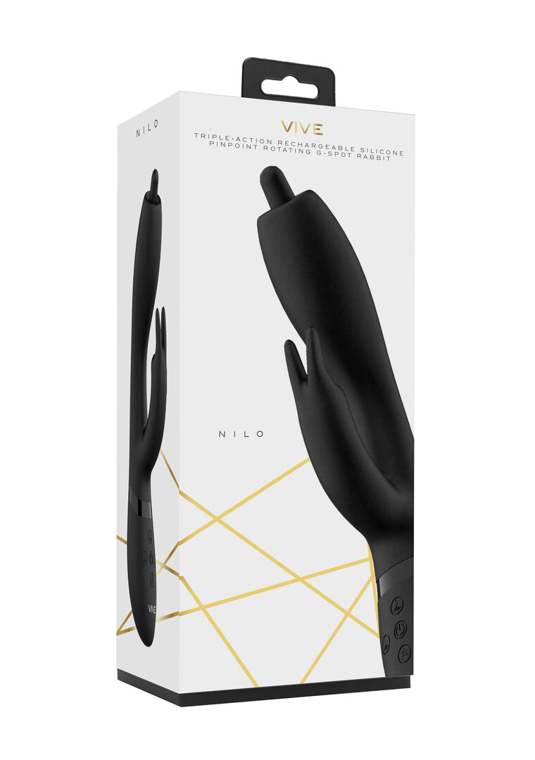 Nilo – Precisie Ronddraaiende G-spot Konijn – Zwart