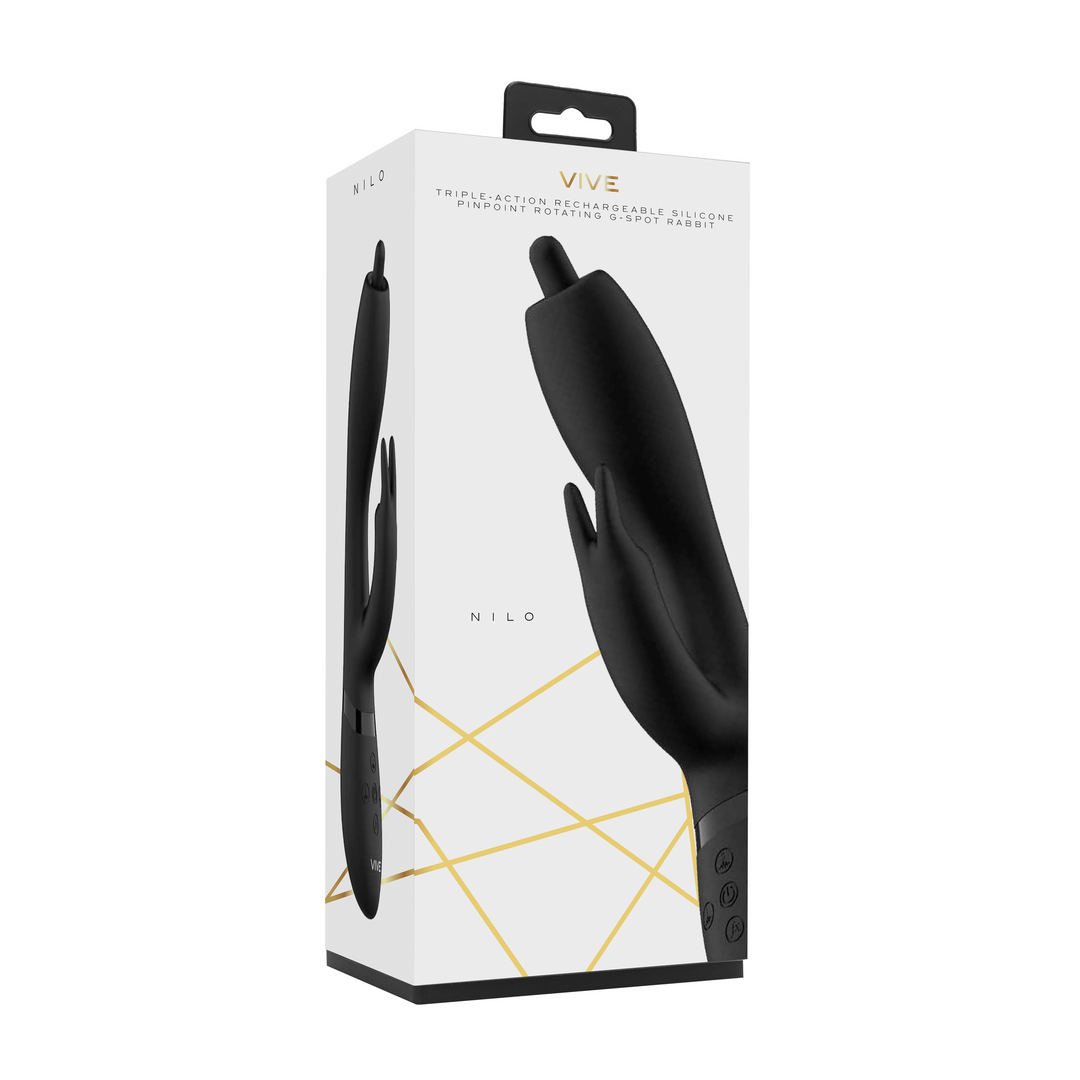 Nilo – Precisie Ronddraaiende G-spot Konijn – Zwart