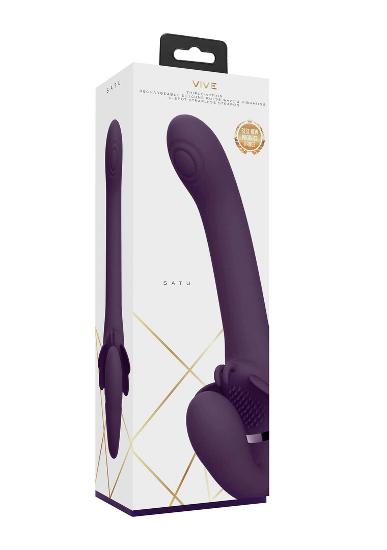 Satu – Pulse-Wave en Vibrerende Strapless Strapon – Paars