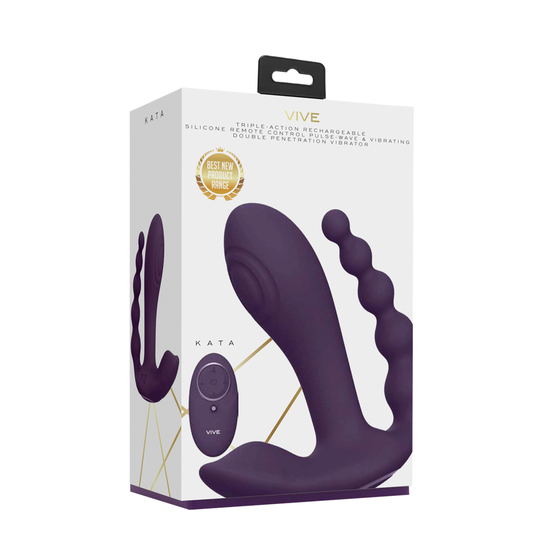 Kata – Pulse Wave  Vibrerende Dubbele Penetratie Vibrator – Paars