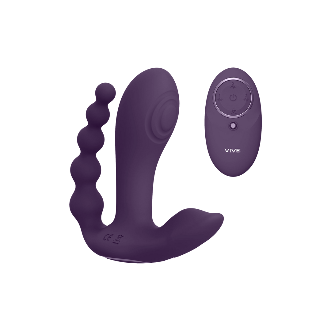 Kata - Vibrador de Doble Penetración con Onda de Pulso y Vibración - Púrpura