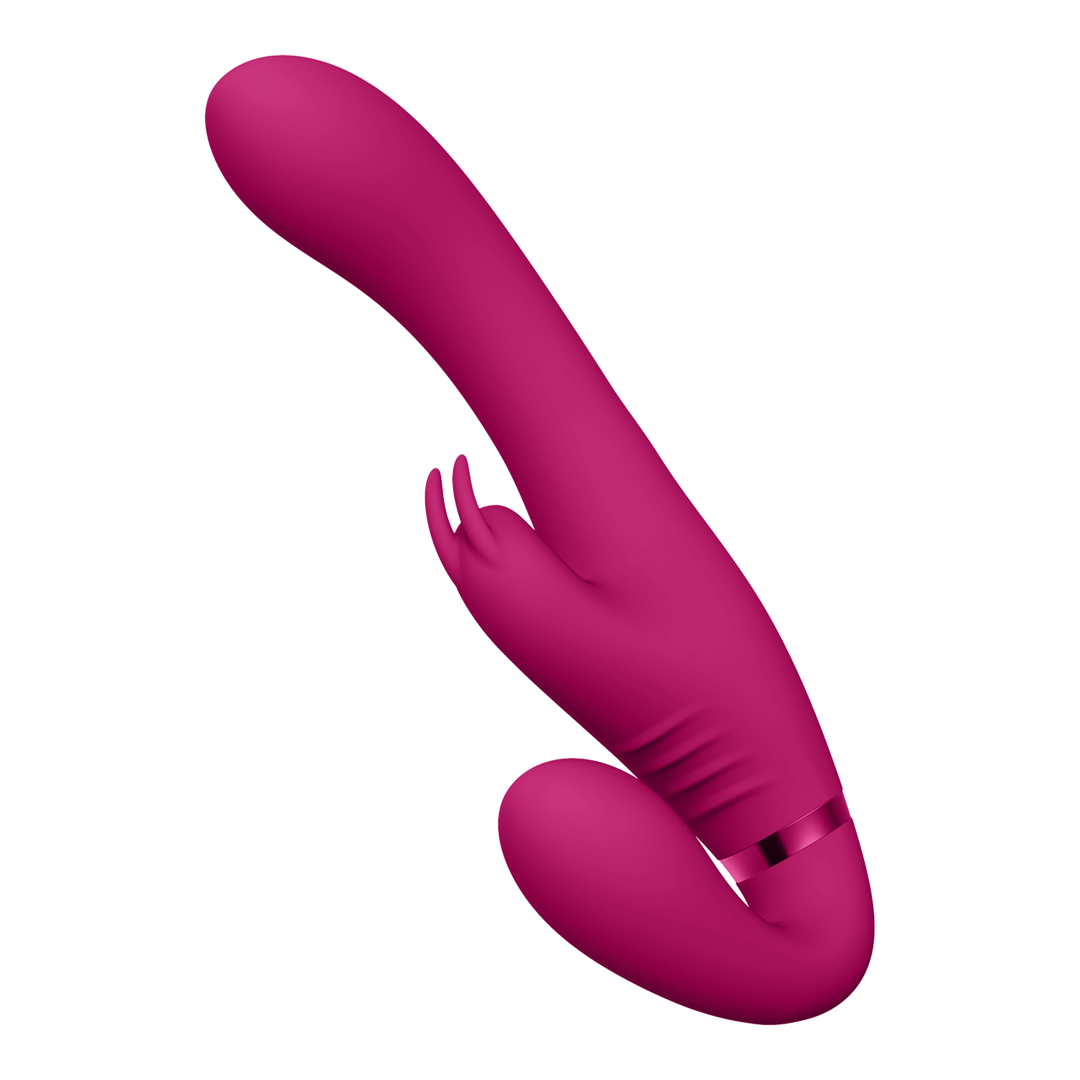 Suki – Vibrerende Strapless Strap-on Rabbit – Roze