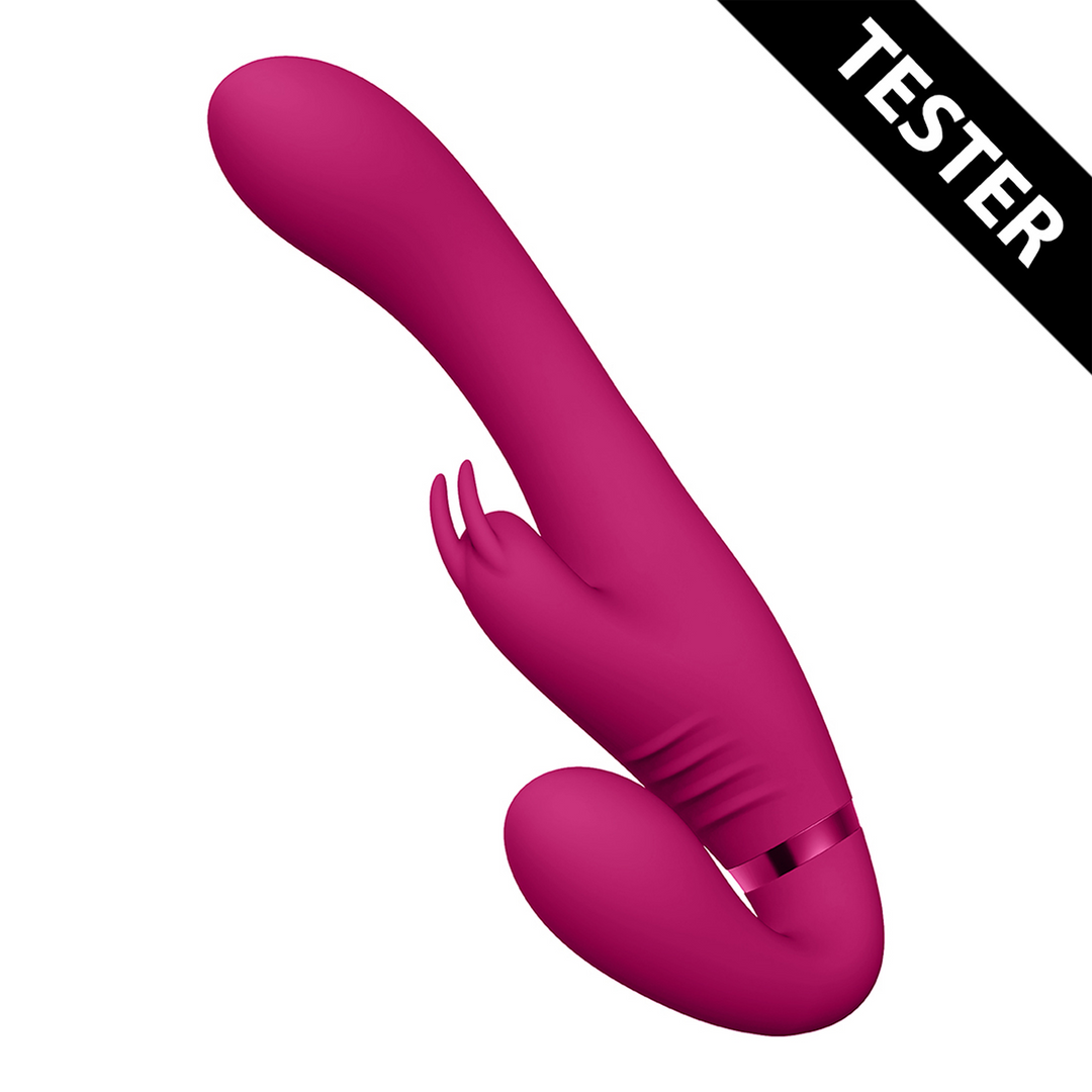 Suki – Vibrerende Strapless Strap-on Rabbit – Roze – Tester