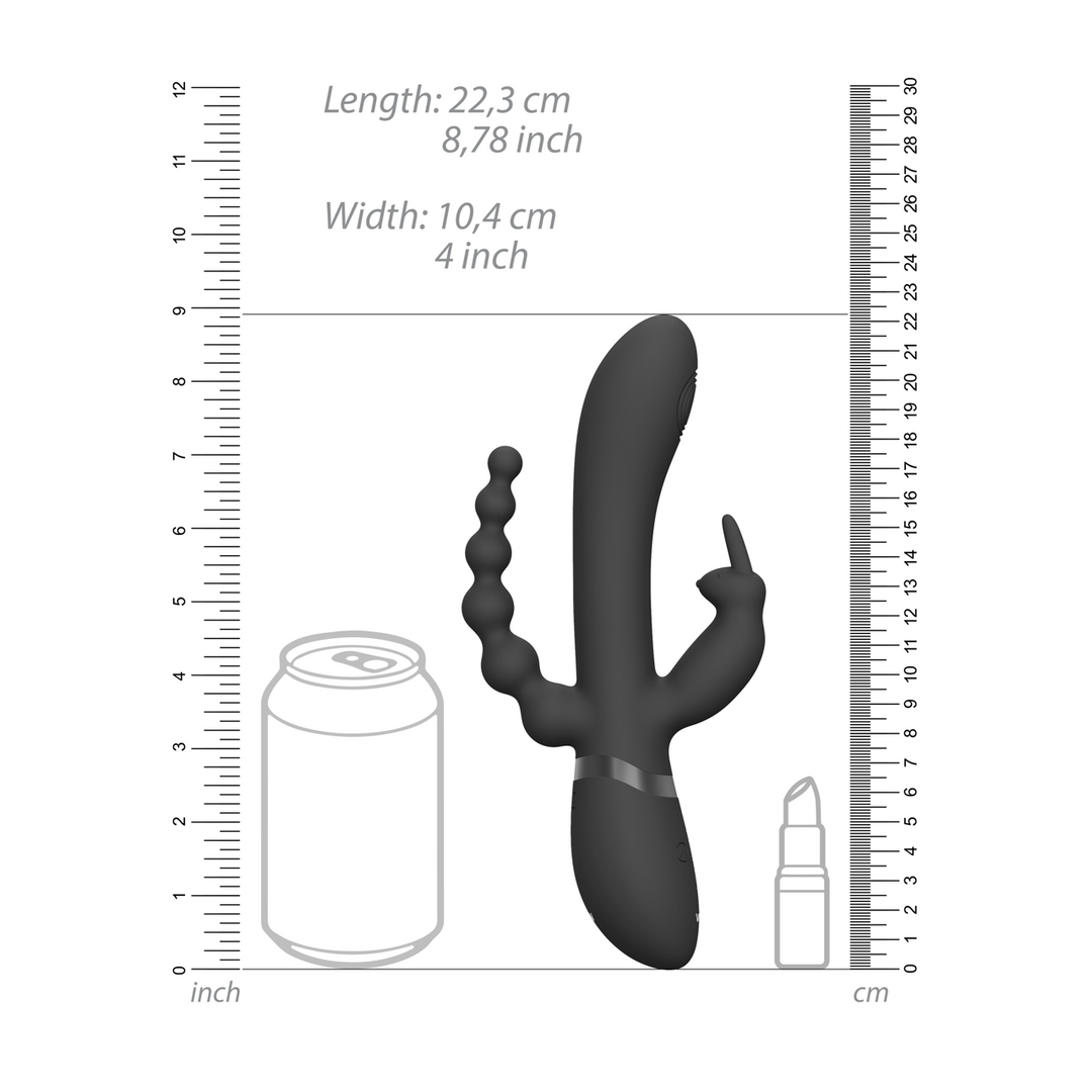 Rini – Pulse Wave Vibrerende Dubbele Penetratie Rabbit – Zwart
