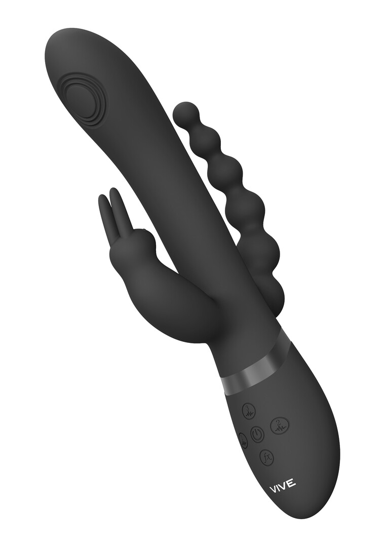 Rini – Pulse Wave Vibrerende Dubbele Penetratie Rabbit – Zwart