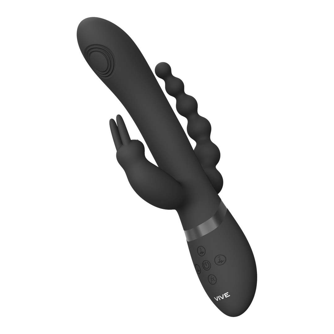 Rini – Pulse Wave Vibrerende Dubbele Penetratie Rabbit – Zwart