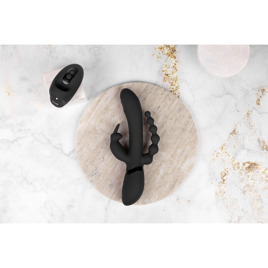 Rini – Pulse Wave Vibrerende Dubbele Penetratie Rabbit – Zwart