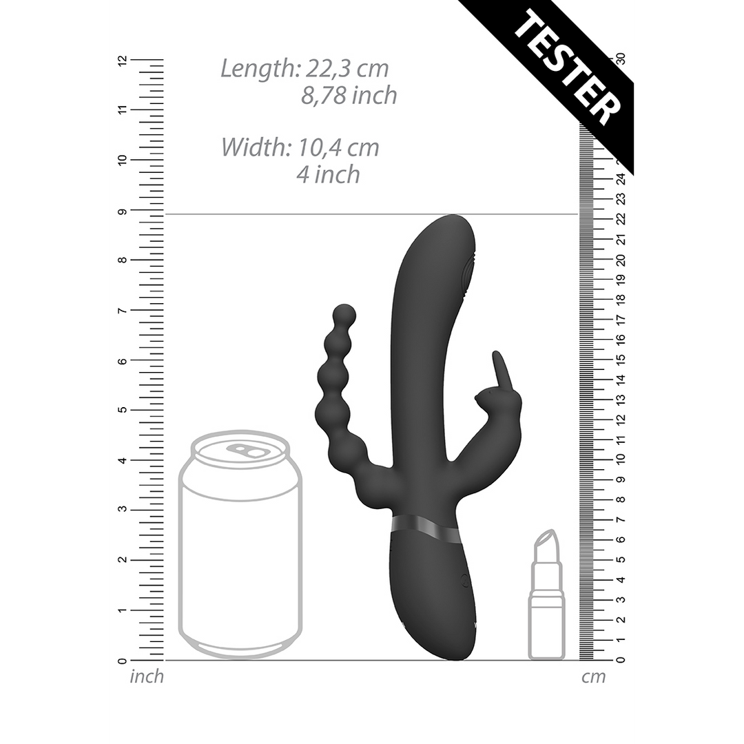Rini – Pulse Wave Vibrating Double Penetration Rabbit – Zwart – Tester