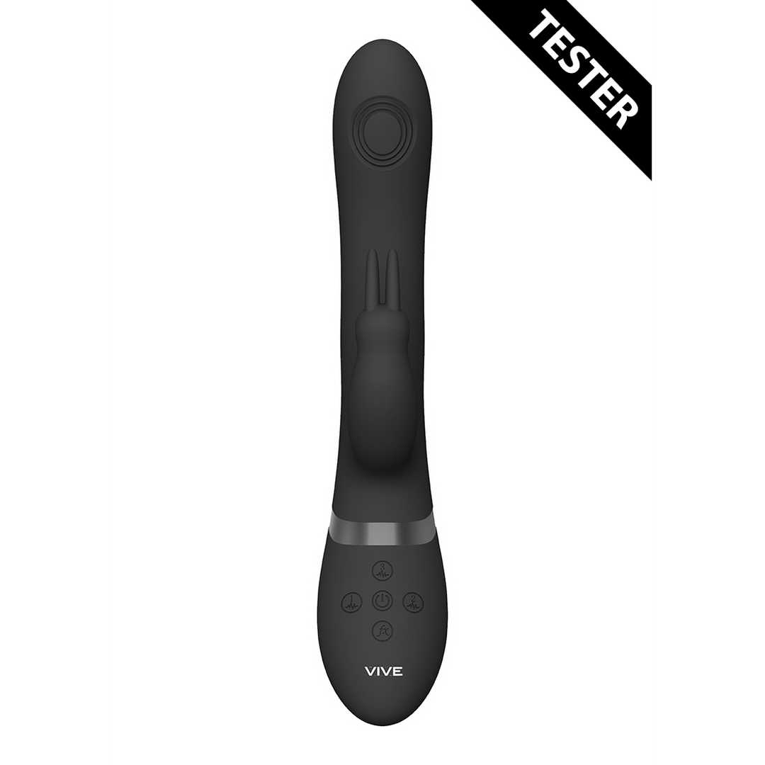 Rini – Pulse Wave Vibrating Double Penetration Rabbit – Zwart – Tester
