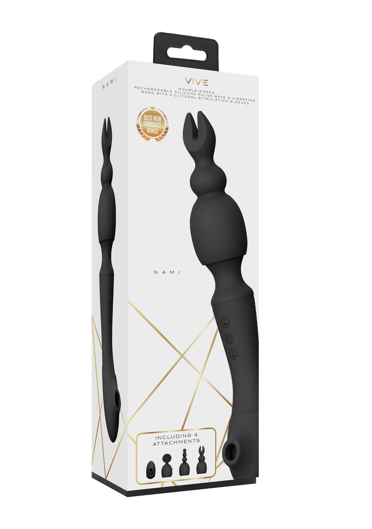 Nami – Pulse Wave Vibrating Wand – Zwart
