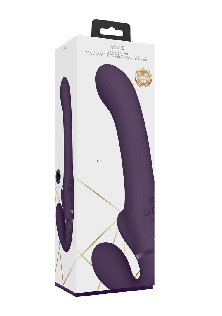 Ai - Dual Vibrating Air Wave Tickler Strapless Strapon