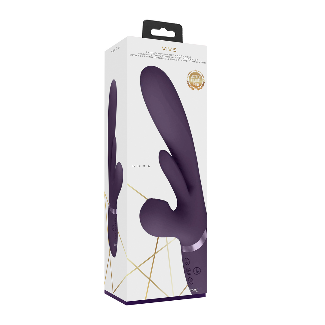 Kura – Duwende G-Spot Vibrator met Flappertong en Pulse Wave Stimulator – Paars