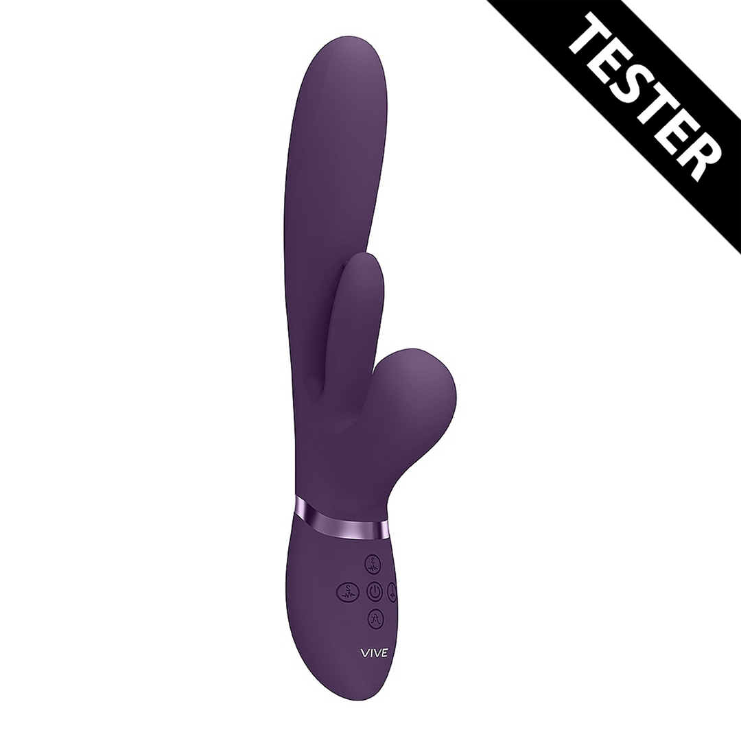 Kura - Thrusting G-Spot Vibrator with Flapping Tongue and Pulse Wave Stimulator - Purple - Tester
