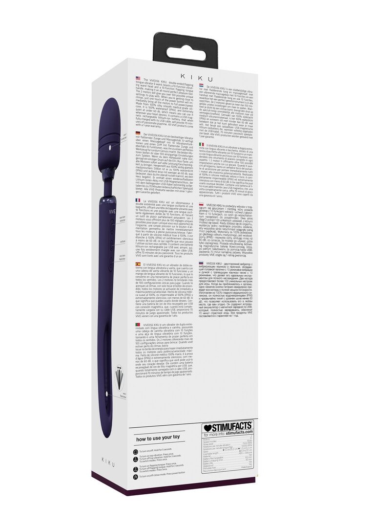 Kiku – Dubbelzijdige Wand met Innovatieve G-Spot Flapper Stimulator – Paars