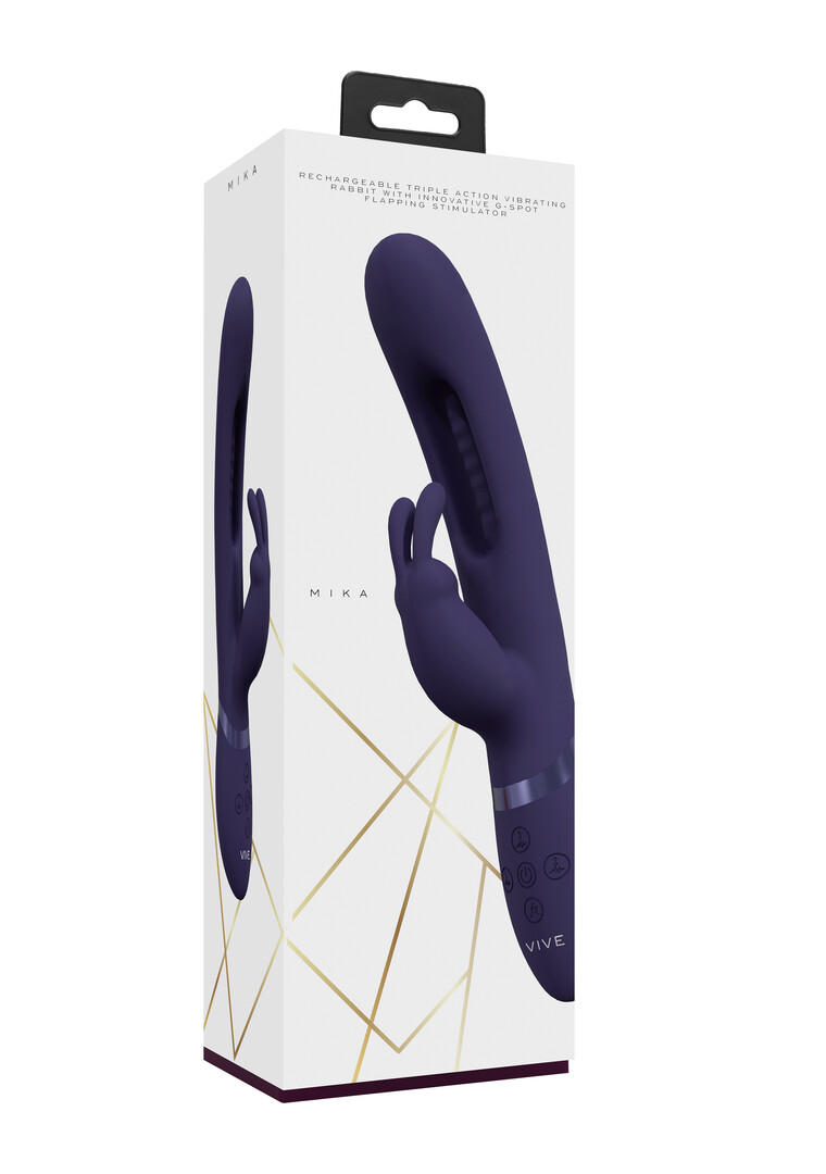 Mika – Triple Motor – Vibrerende Rabbit met Innovatieve G-Spot Flapper Stimulator – Paars