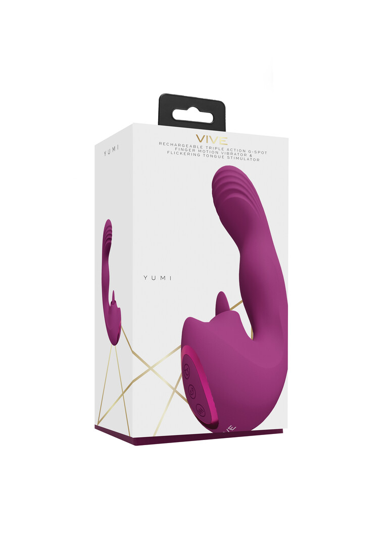 Yumi – Triple Motor G-Spot Vinger Beweging Vibrator en Flickering Tongue Stimulator – Roze