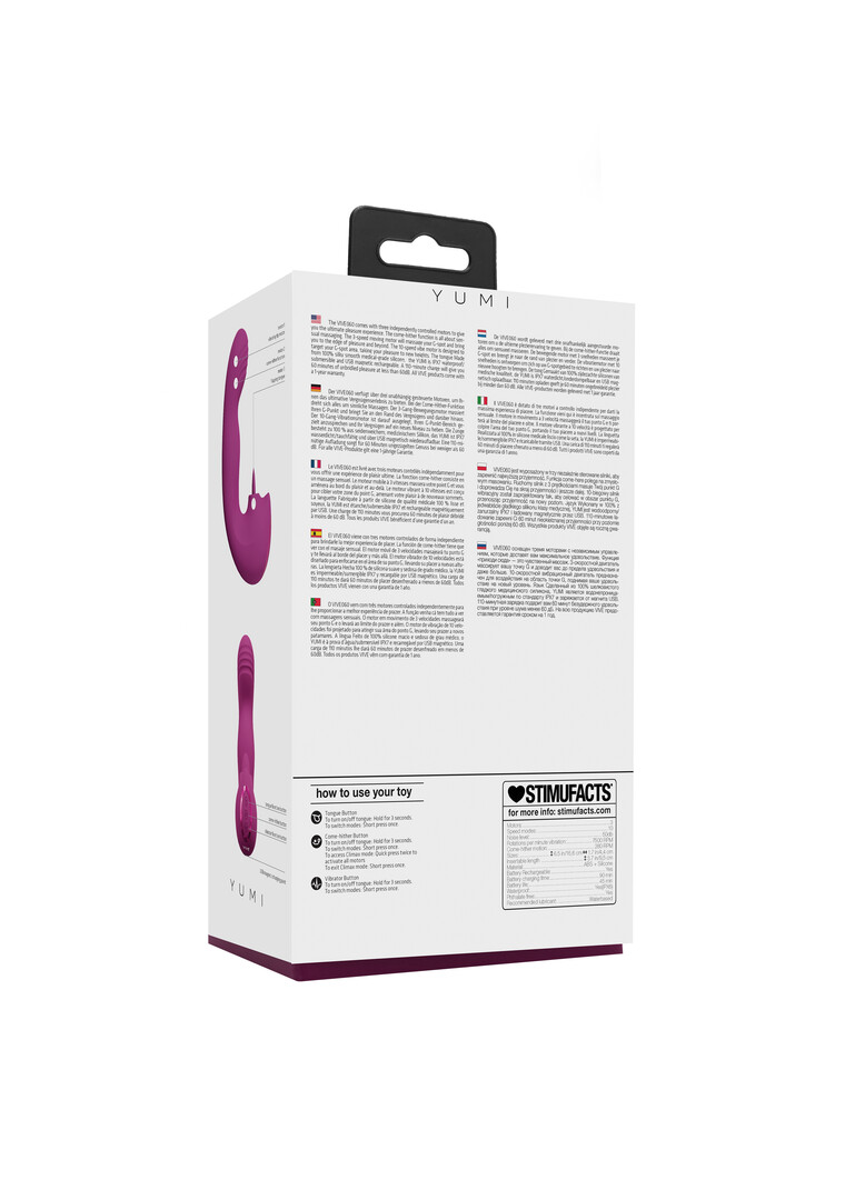 Yumi – Triple Motor G-Spot Vinger Beweging Vibrator en Flickering Tongue Stimulator – Roze