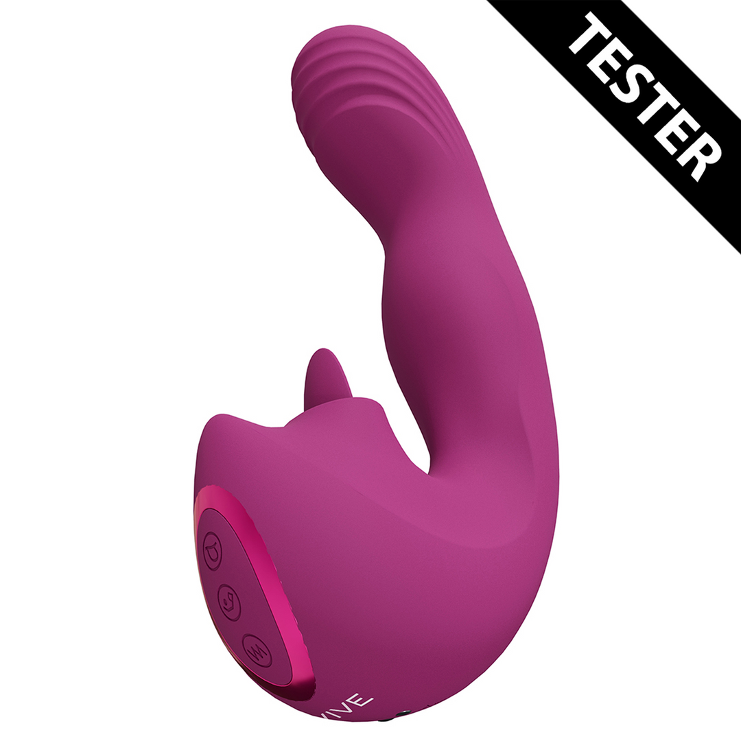 Yumi – Triple Motor G-Spot Vingerbeweging Vibrator en Flikkerende Tong Stimulator – Roze – Tester