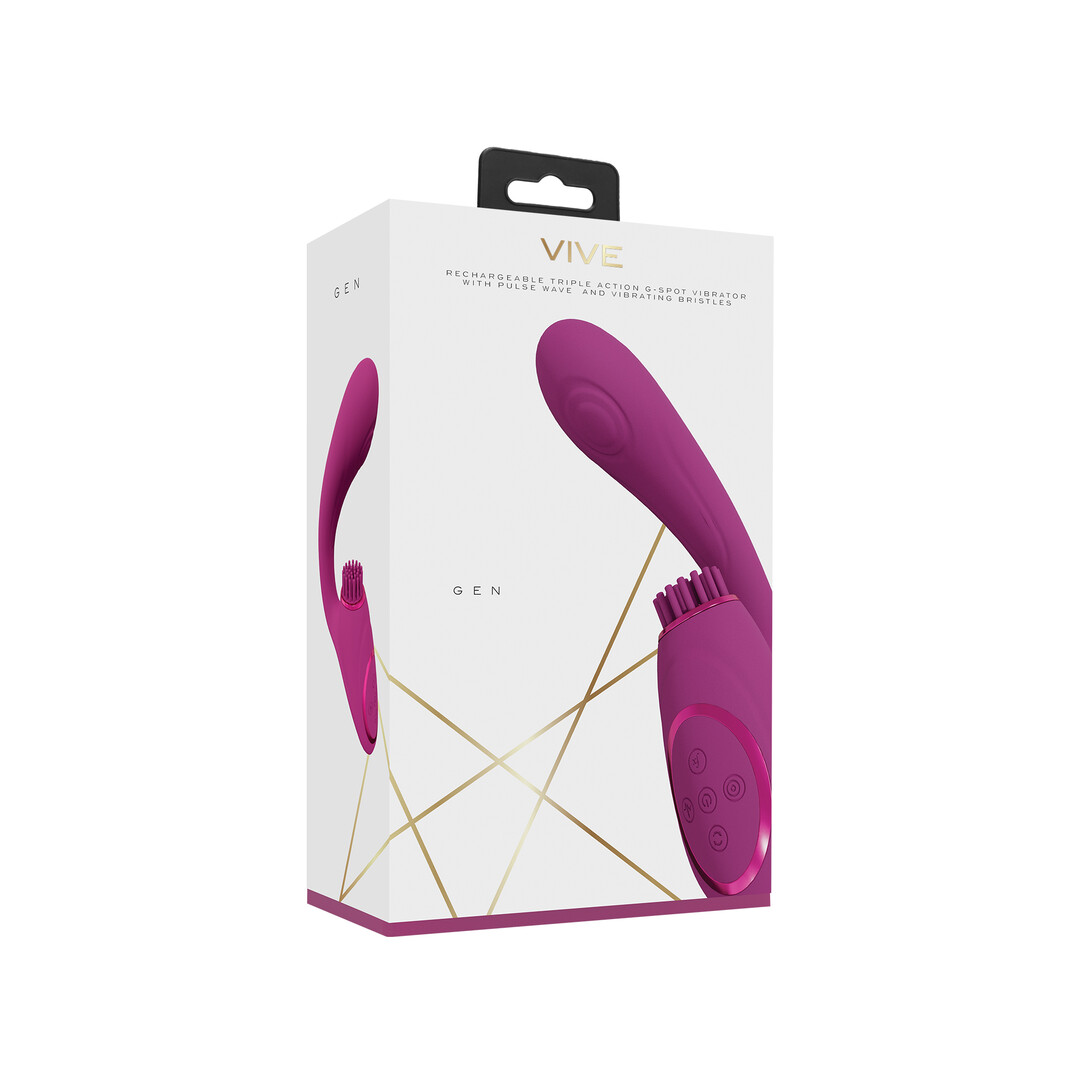Gen – Drie Motoren G-Spot Vibrator met Pulse Wave en Vibrerende Haren – Roze