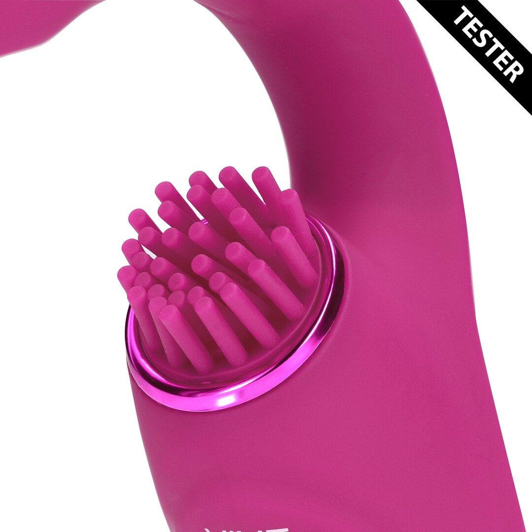 Gen – Drievoudige Motor G-Spot Vibrator met Pulse Wave en Vibrerende Borstels – Roze – Tester