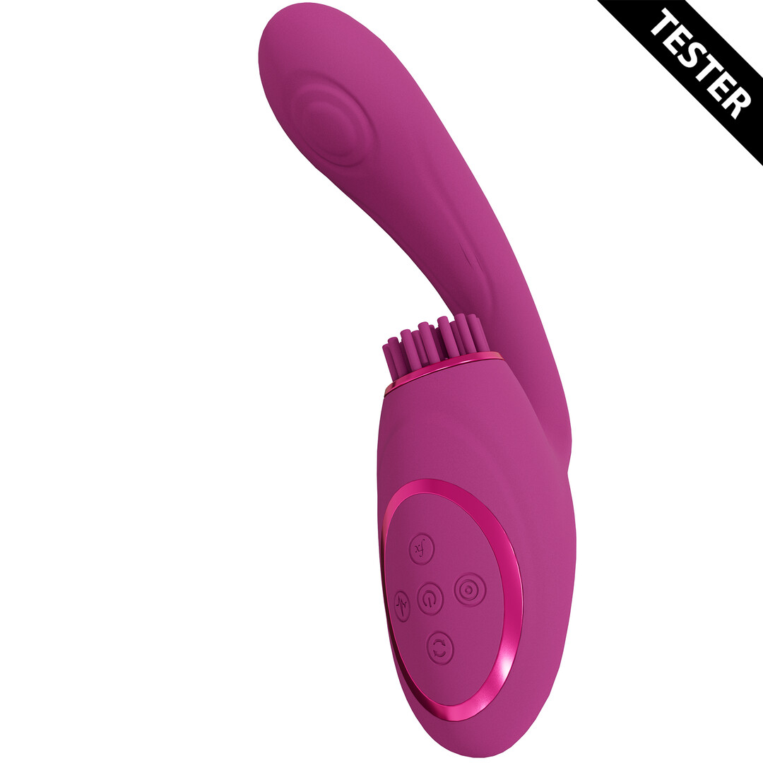 Gen – Drievoudige Motor G-Spot Vibrator met Pulse Wave en Vibrerende Borstels – Roze – Tester
