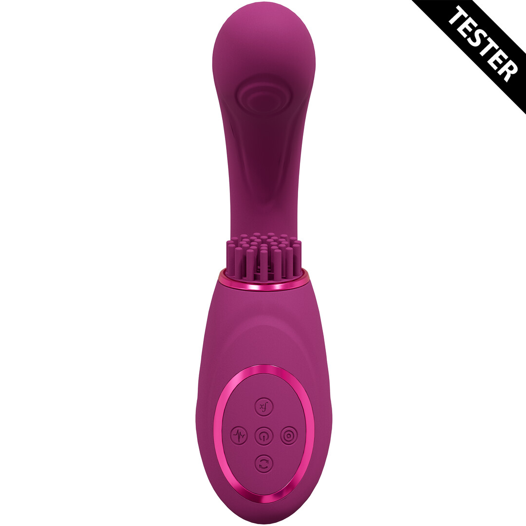 Gen – Drievoudige Motor G-Spot Vibrator met Pulse Wave en Vibrerende Borstels – Roze – Tester
