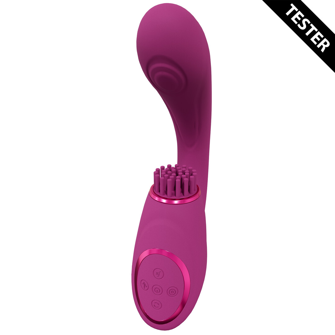 Gen – Drievoudige Motor G-Spot Vibrator met Pulse Wave en Vibrerende Borstels – Roze – Tester