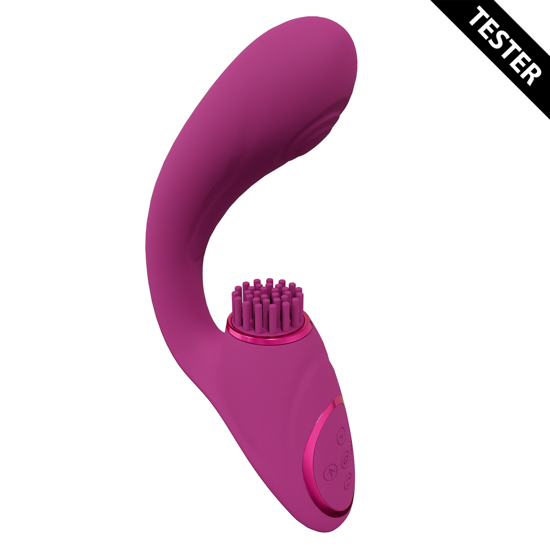 Gen - Vibrador Triple Motor para Punto G con Onda Pulsante y Cerdas Vibrantes - Rosa - Tester