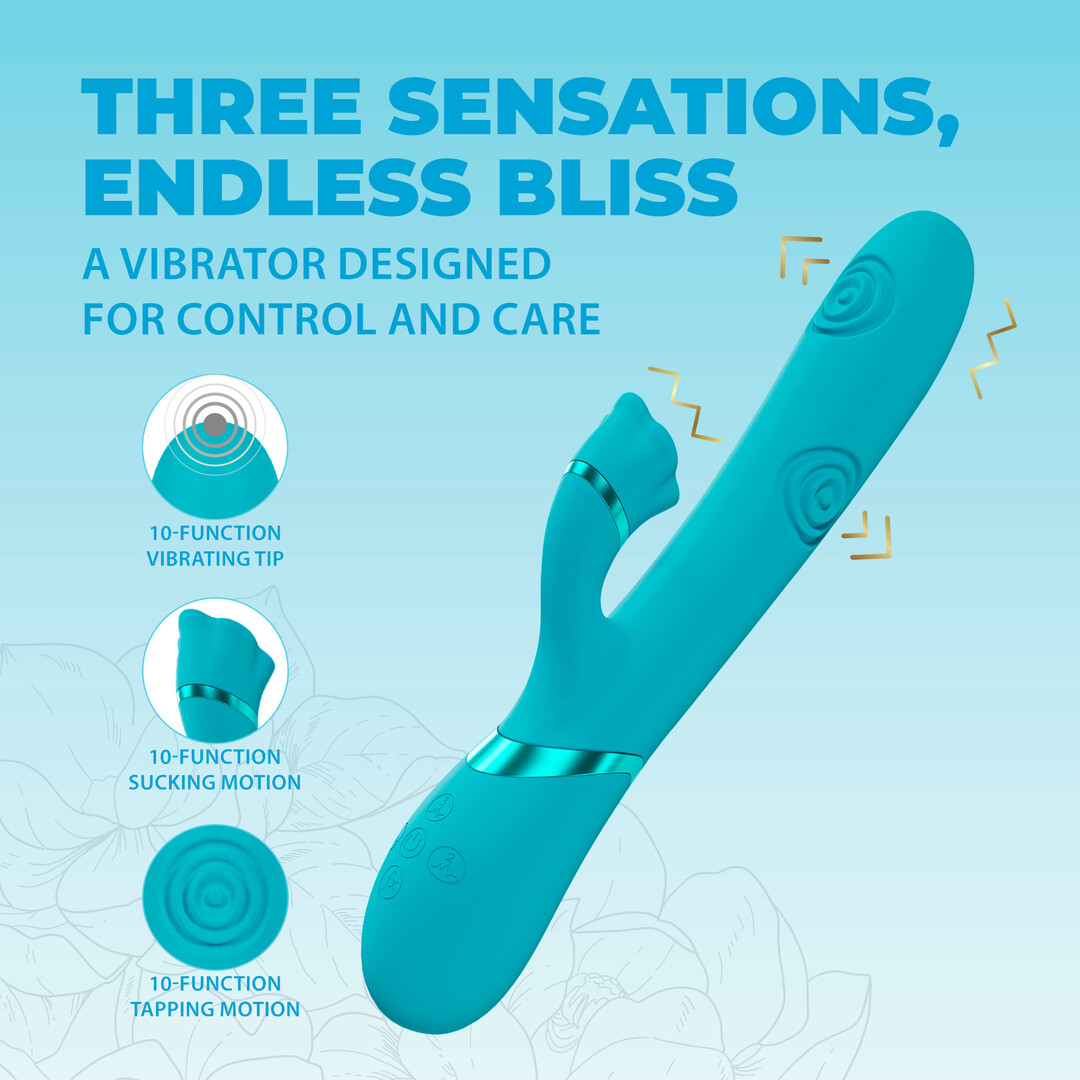 Fiore – G-Spot Air Wave Vibrerende en Kloppende Flared Clitorale Stimulator – Blauw